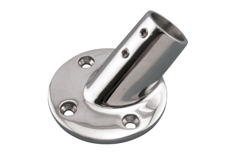 Stainless Steel Round Rail Base - 45 Degree Angle, Railing and Bimini, S3650-0450, S3650-0451